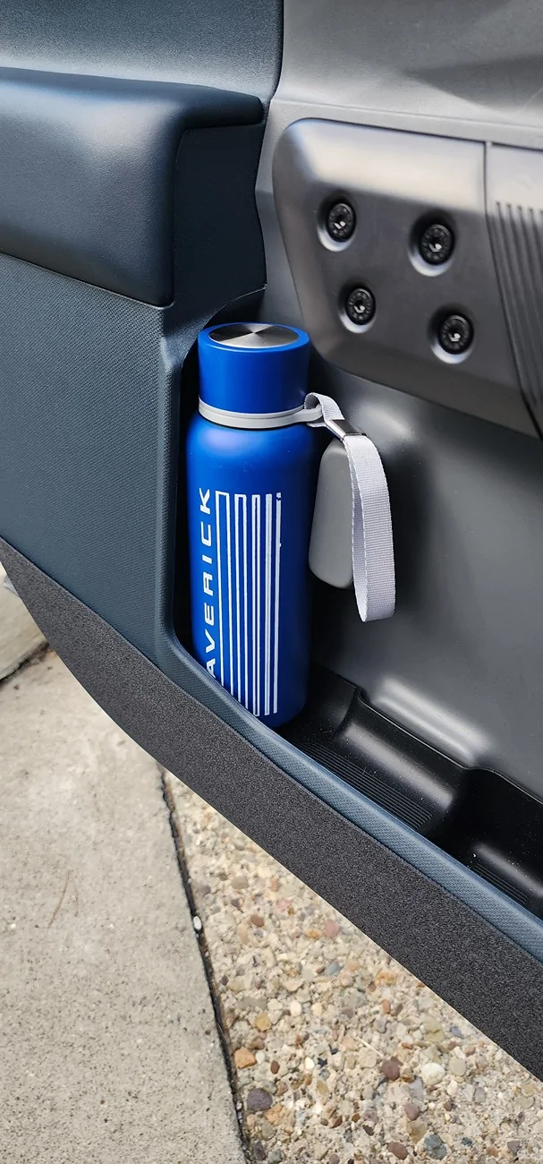 Ford Maverick Aldi water bottle fits perfectly in front doors. 20251104_160443