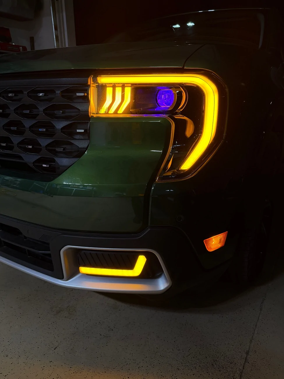 Ford Maverick First ever modified Amber 2025 headlights + custom F-150 style LED fog lights IMG_1921