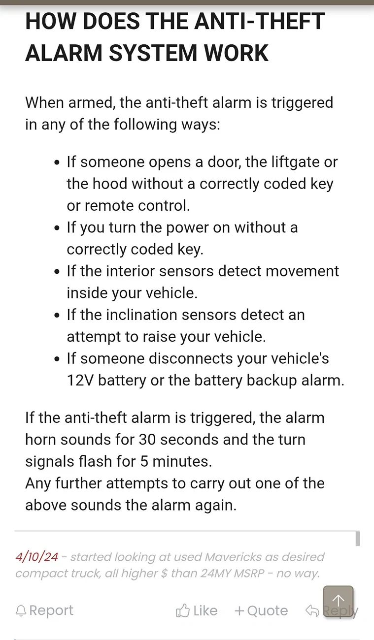Ford Maverick security alarm system maverick lariat hybrid 2025 Screenshot_2025-11-06-12-56-36-79_40deb401b9ffe8e1df2f1cc5ba480b12