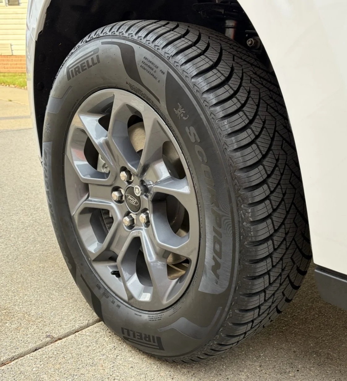 Ford Maverick Pirelli Scorpion WeatherActive tires installed. whitemav6cro
