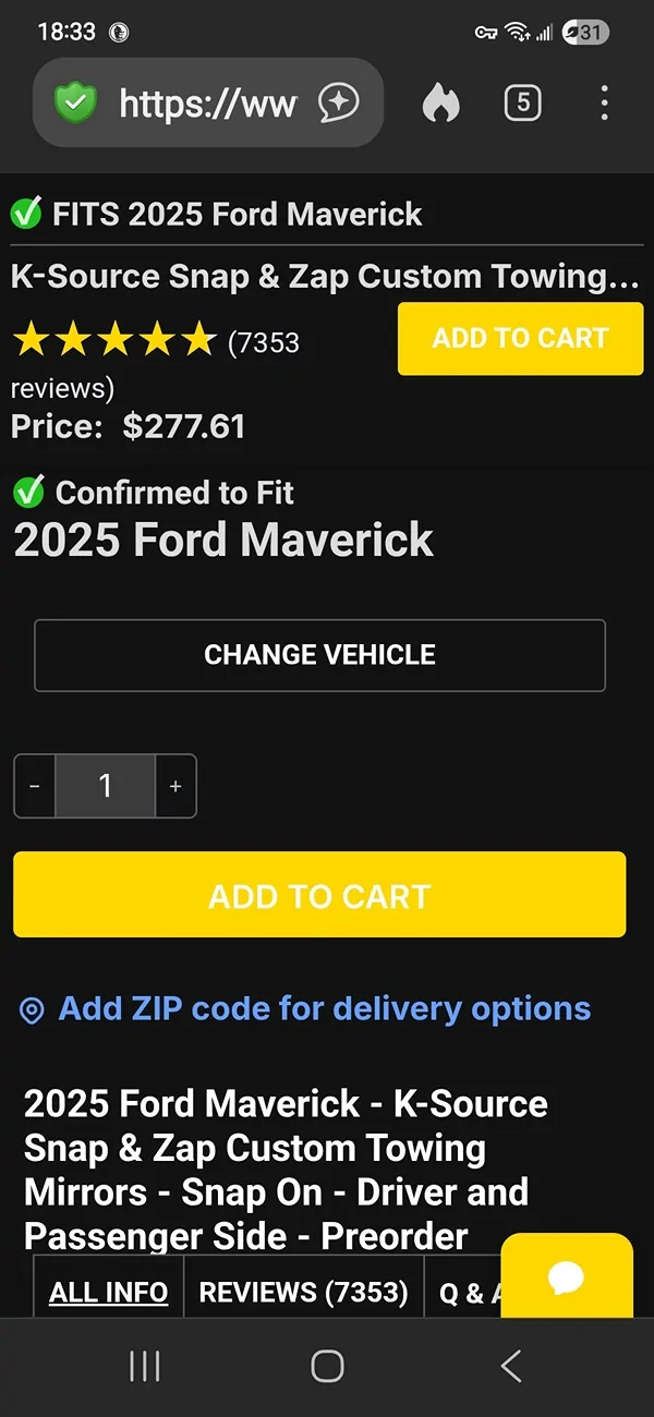 Ford Maverick Lariat Hybrid tow test: Airstream Bambi (3500 GVW) Screenshot_20251119_183349_DuckDuckGo