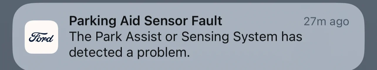 Ford Maverick Parking aid sensor fault IMG_1800