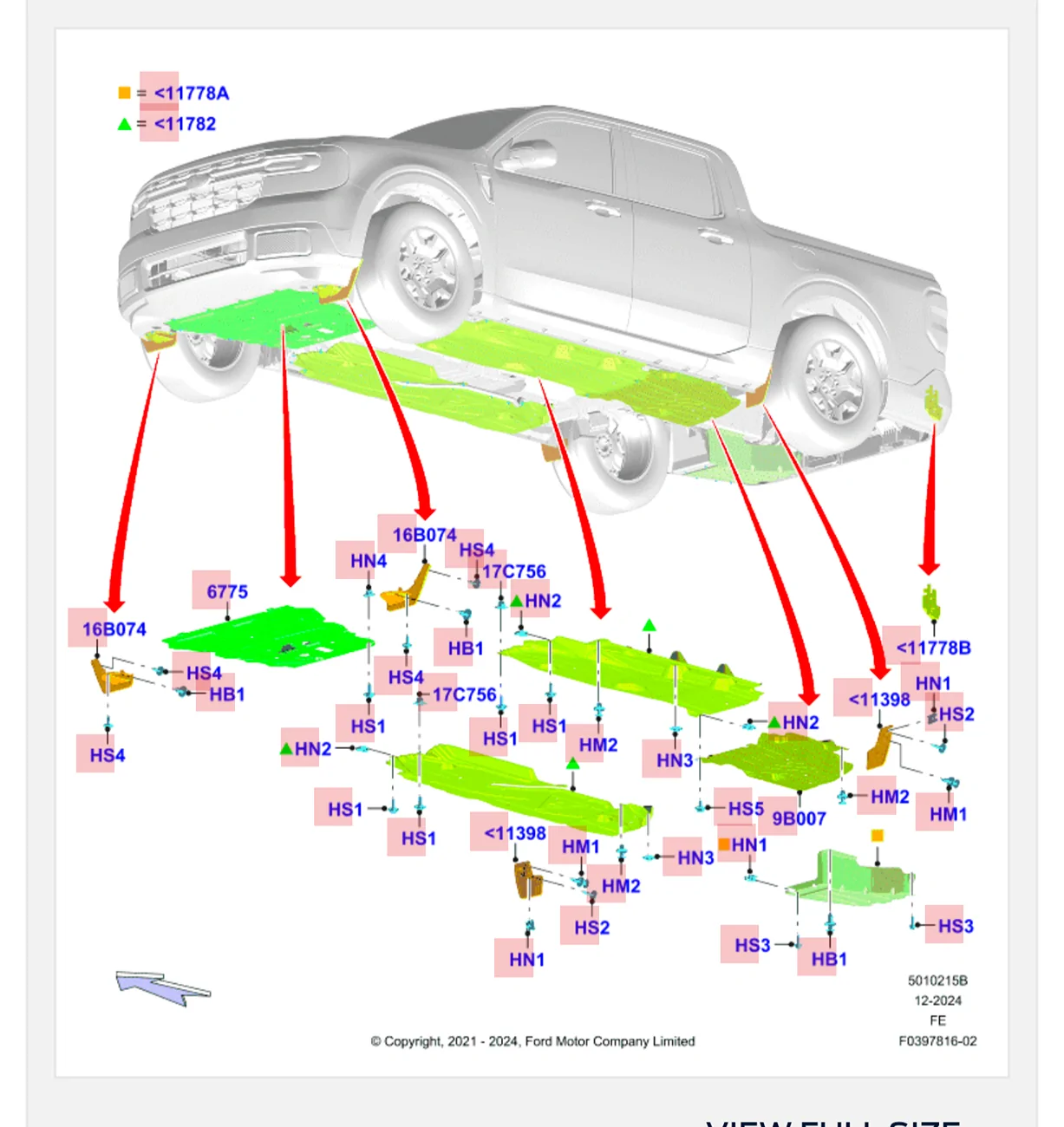 Ford Maverick Underbody splash guard and wheel liner hardware diagrams? Screenshot_20251212-112015