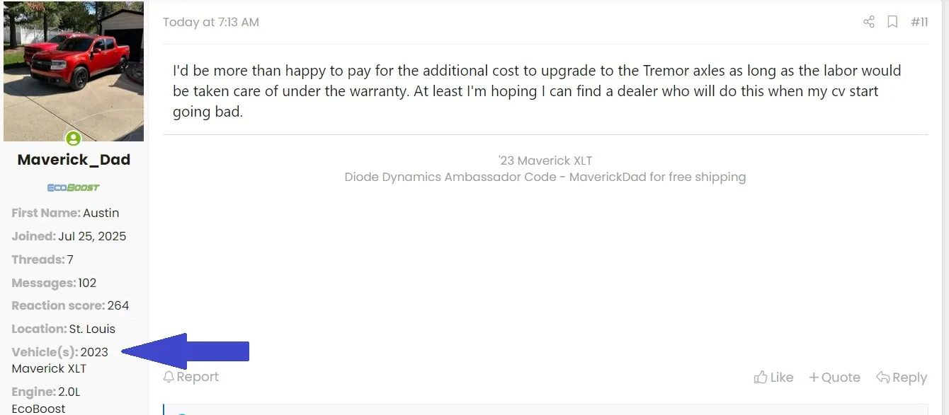 Ford Maverick Dealer refusing to refund CV axles under 25N09 Screenshot 2025-12-12 130331