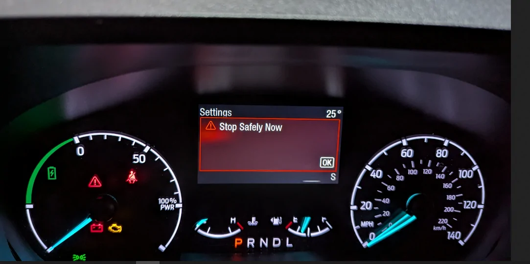 Ford Maverick 'Stop Safely Now' Dashboard Message 1765661721582-0j