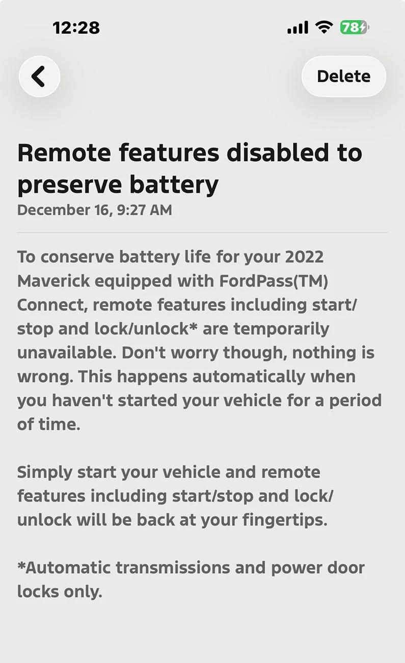 Ford Maverick Remote Features Disabled IMG_6727