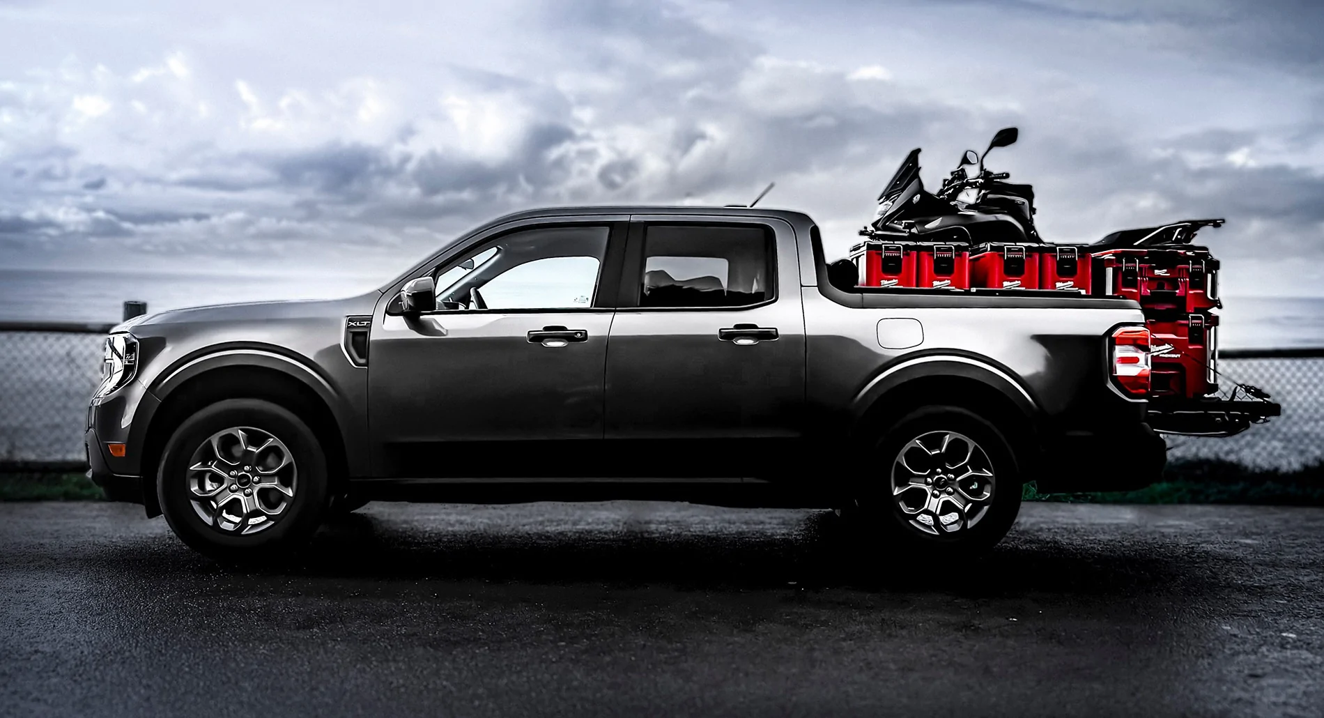Ford Maverick Hybrid AWD Hauling a Motorcycle LR-4