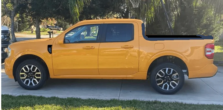 Ford Maverick Painted grill bar, bumpers, fender vents, hood scoop - matched to body color on Maverick (Cyber Orange) zoom