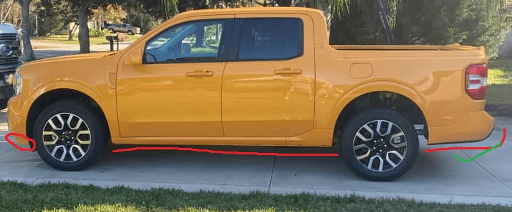 Ford Maverick Painted grill bar, bumpers, fender vents, hood scoop - matched to body color on Maverick (Cyber Orange) zoomer