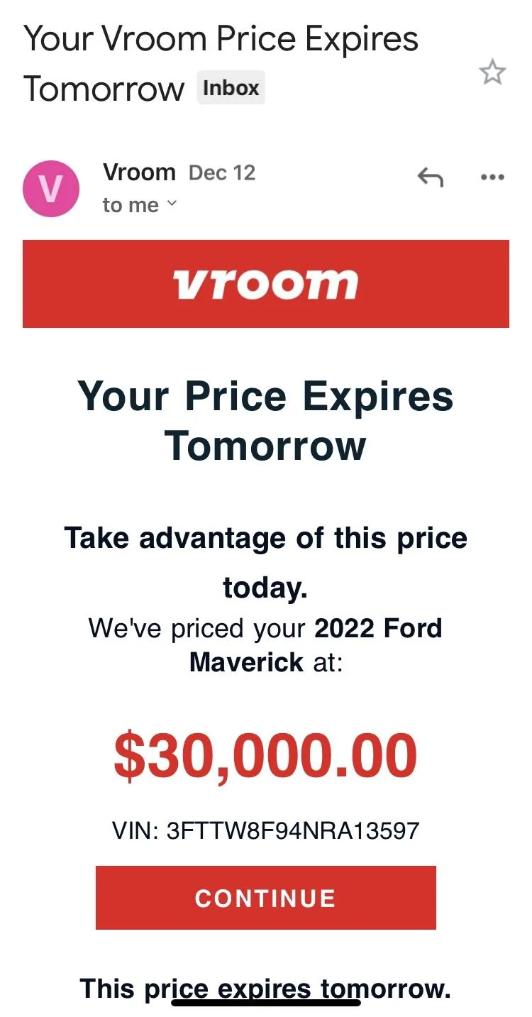 Ford Maverick VROOM CAR VALUATION 72A13384-6872-4219-9A39-2B804EB8C8BC