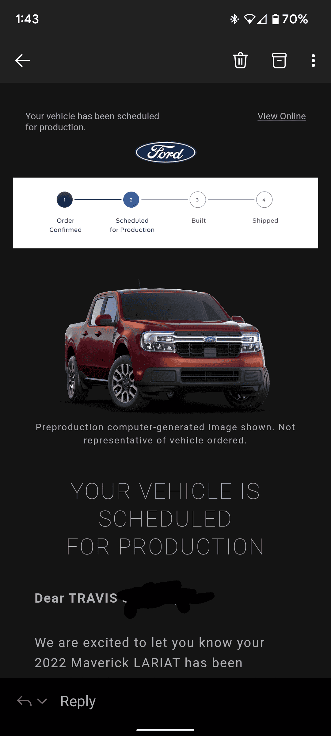 Ford Maverick 📣 12/16 Scheduling Email Received Group [Emails Now Arriving!!!] Screenshot_20211216-134331