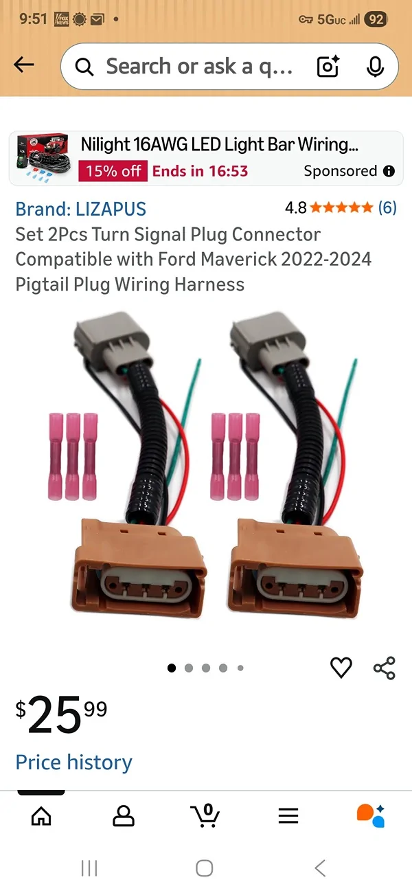 Ford Maverick HELP -  Front Side Marker Light DRL Amber Sequential Turn Signal Lamp 2 in 1 Function Feature Kit for Ford Maverick Screenshot_20251227_095135_Amazon Shopping