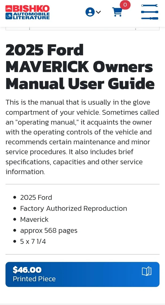 Ford Maverick 2025 printed manual 20251231_100209