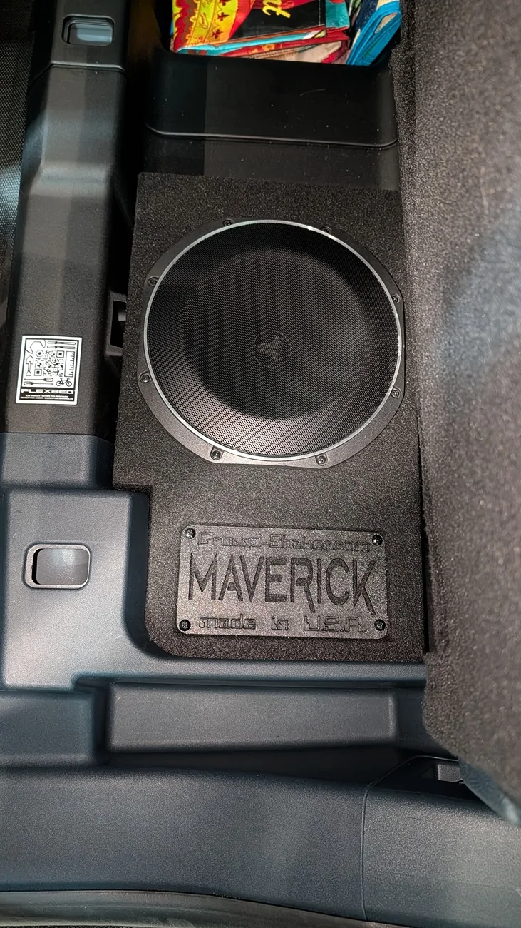 Ford Maverick Ground Shaker Driver's side 10" sub with JL Audio 10TW1-4 PXL_20251206_030207618