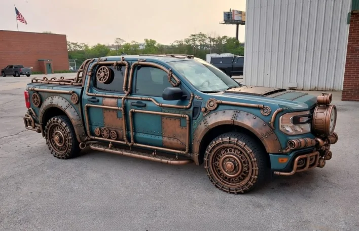 Ford Maverick Post an AI generated image of your Maverick Blu-on-Grok_Steampunk