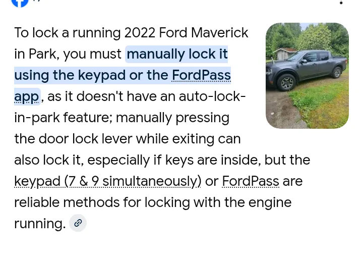 Ford Maverick Weird locking of doors by my 2025 Maverick XLT. Other weird stuff! chrome_screenshot_Jan 13, 2026 8_17_06 PM CST