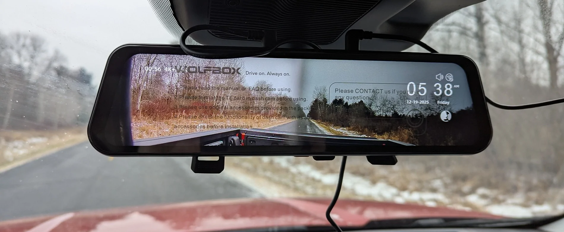 Ford Maverick Digital (LCD) Rearview Mirror (Wolfbox G900 front and rear dash cams) installed - photos & review 1000029212