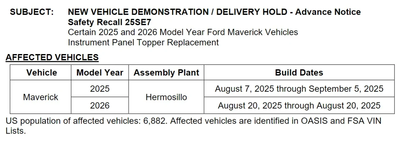 Ford Maverick New Maverick recall? Screenshot 2026-01-17 233257