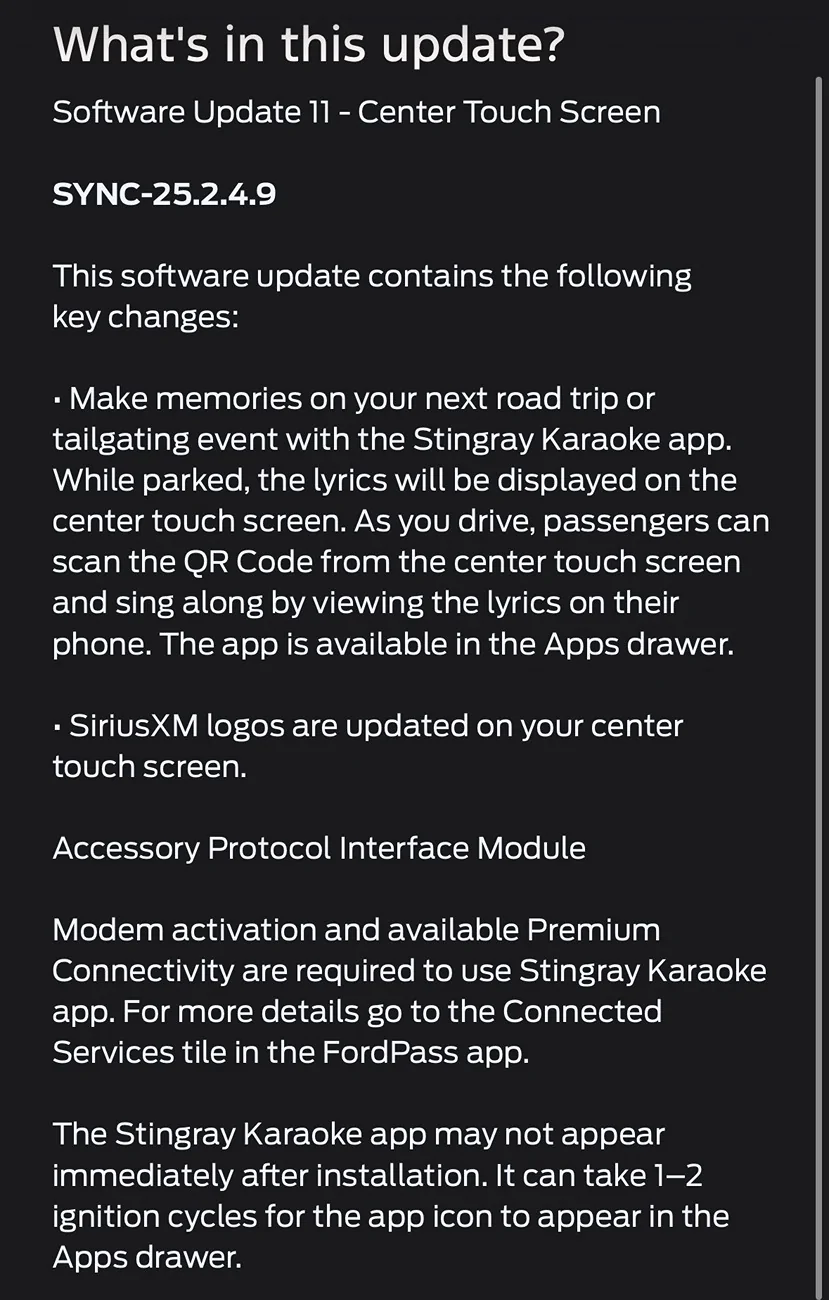 Ford Maverick New SYNC4 OTA update - Karaoke? IMG_4009