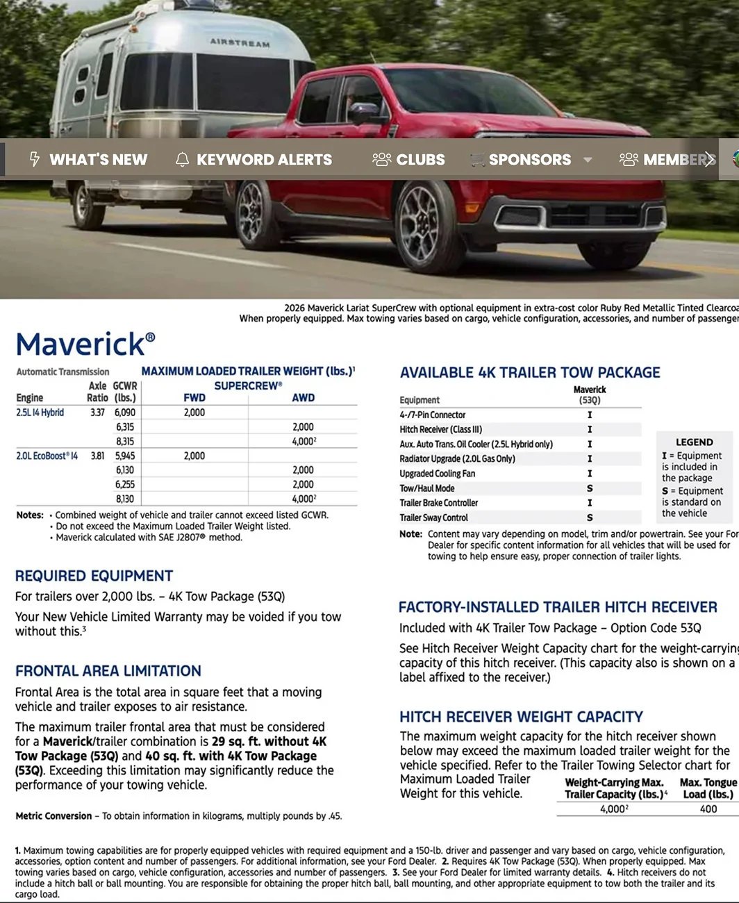 Ford Maverick Towing an Airstream Bambi Screenshot 2026-01-28 at 12-22-56 (57) 2026 Ford Maverick Towing Guide (and 2022-2025 Guides)
