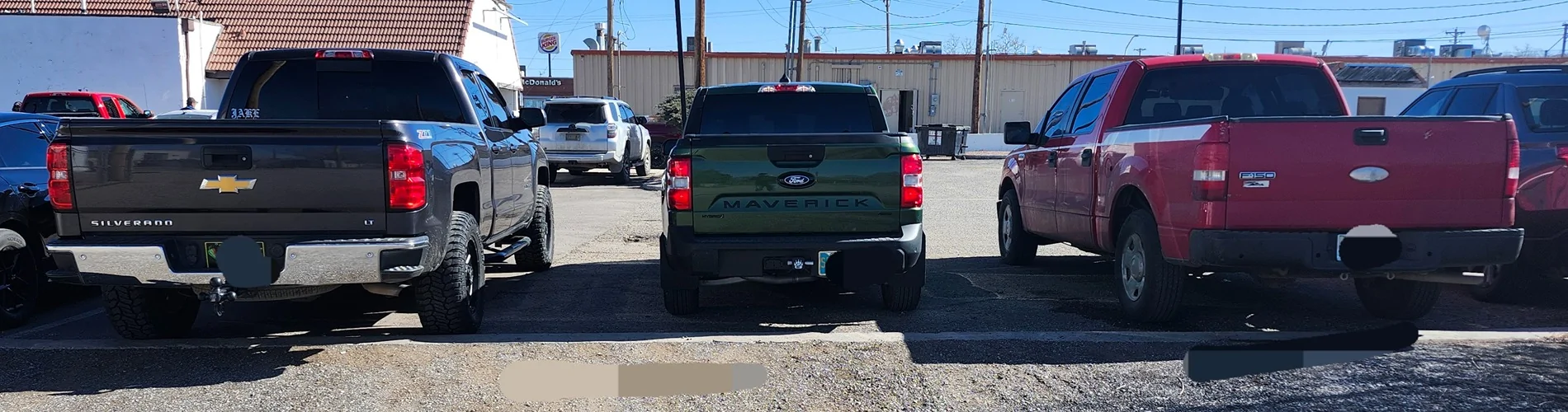 Ford Maverick Hanging out with some trucks from a simpler time... (size difference) sizematters