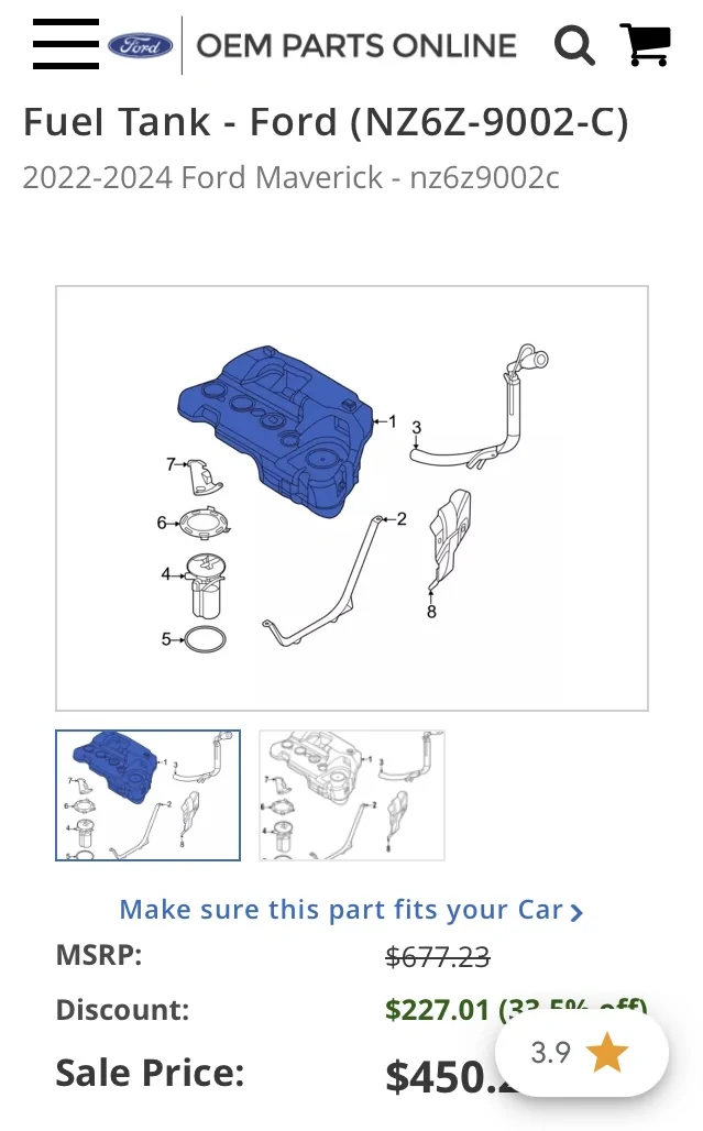 Ford Maverick 2022 Hybrid Fuel Tank Leak IMG_0465