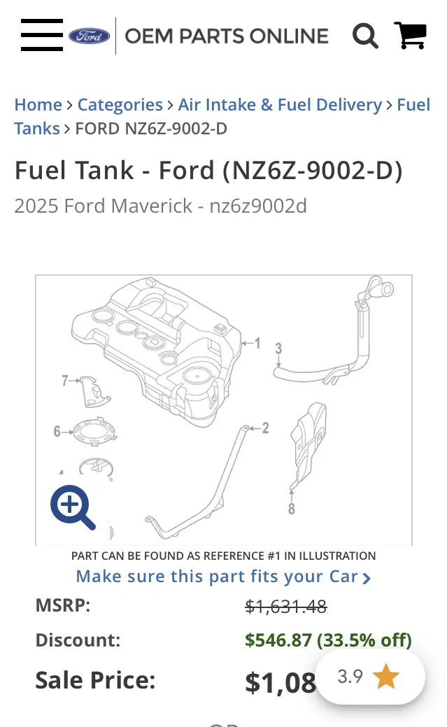 Ford Maverick 2022 Hybrid Fuel Tank Leak IMG_0464