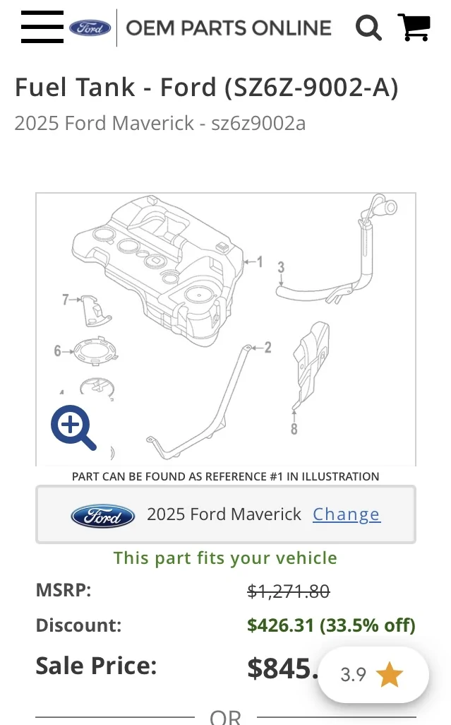 Ford Maverick 2022 Hybrid Fuel Tank Leak IMG_0468