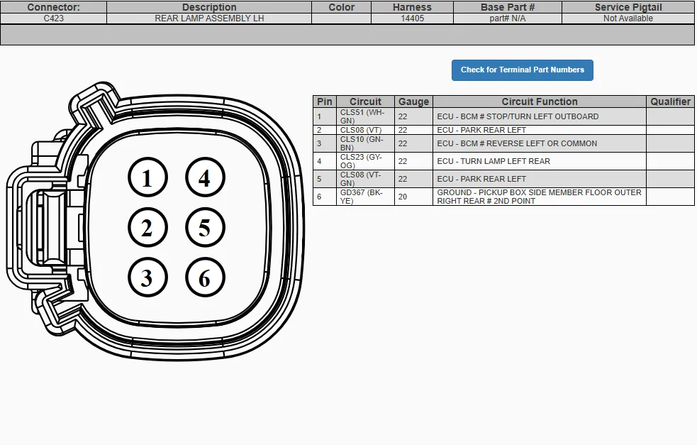 Ford Maverick 2025/26 Tail Light pinout schematic 1770672976260-ut