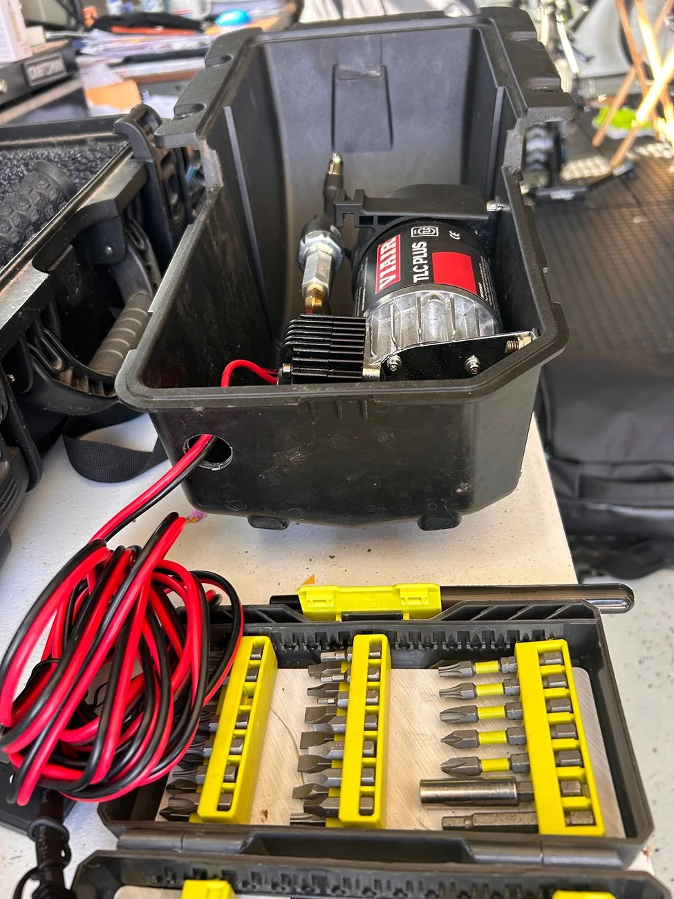 Ford Maverick Stealth onboard air compressor install in bed. IMG_8466
