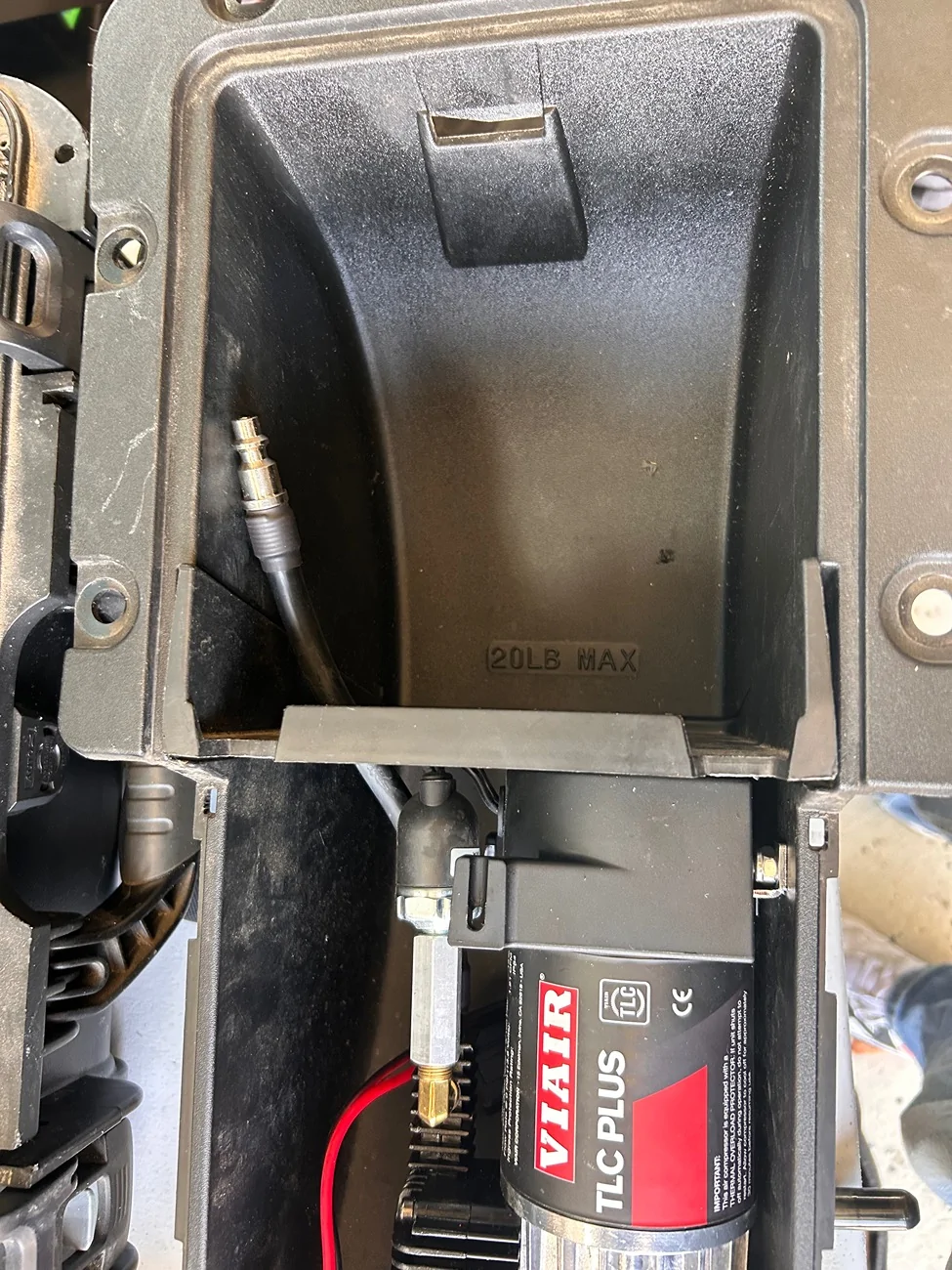 Ford Maverick Stealth onboard air compressor install in bed. IMG_8470