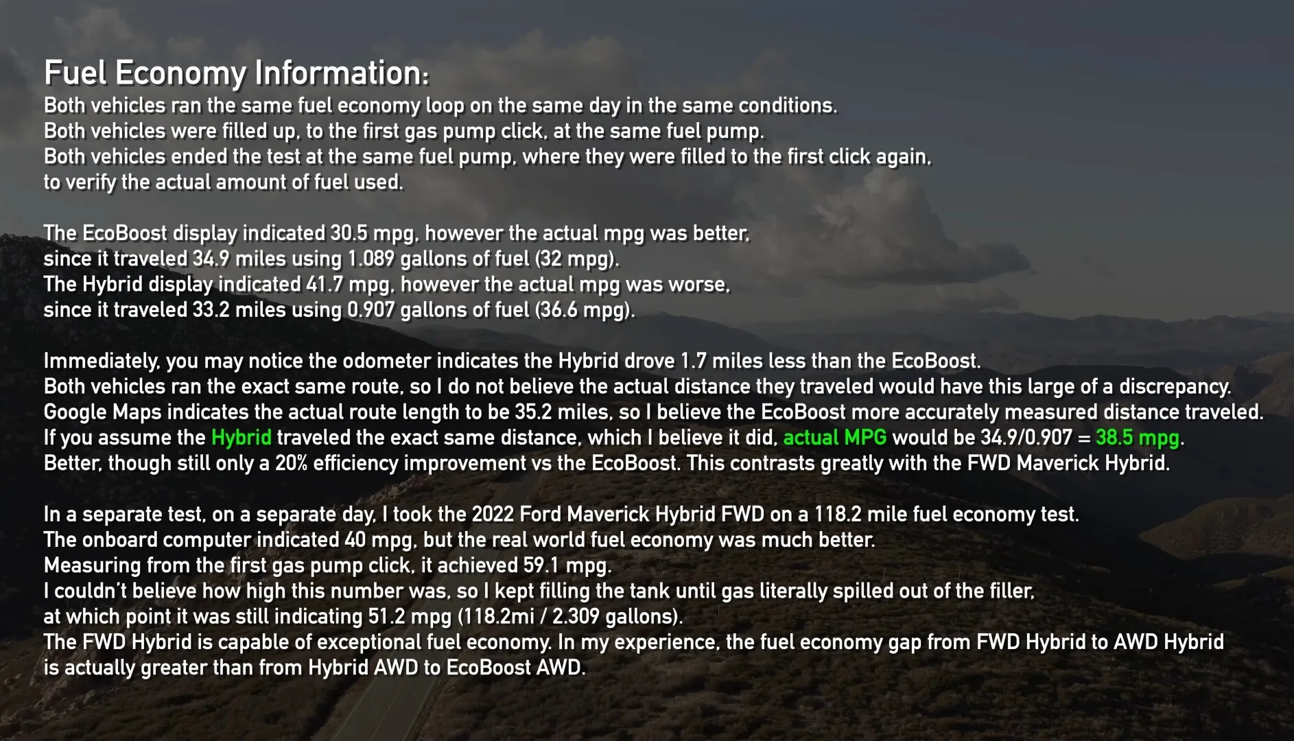 Ford Maverick Ecoboost AWD vs AWD Hybrid MPG is closer than you think 3111