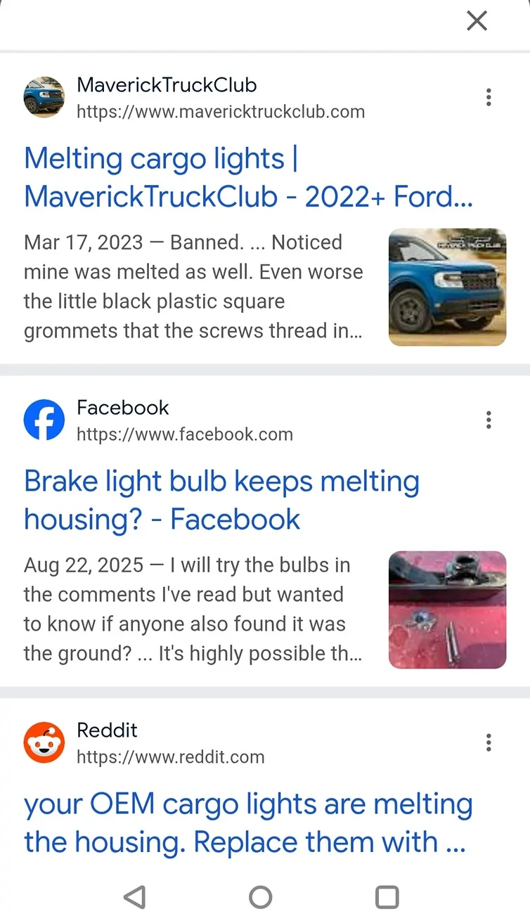 Ford Maverick Cargo light internal housing is melting/cracking IMG_20260217_154400
