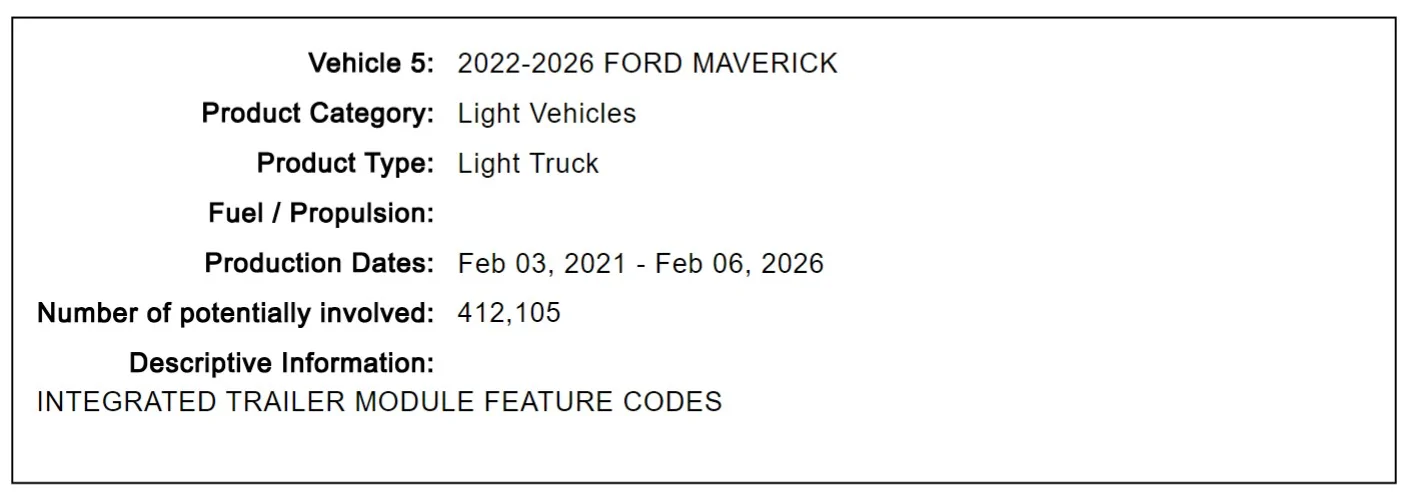 Ford Maverick 4.3+ million Fords to get trailer module OTA software update, including Mavericks Screenshot 2026-02-26 140532