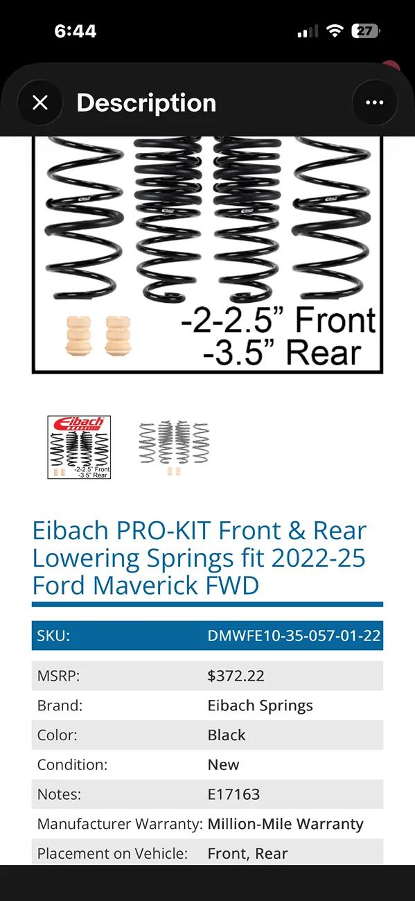 Ford Maverick Looking for Highest Quality, Moderate Lowering Kit for Hybrid FWD..... IMG_0463