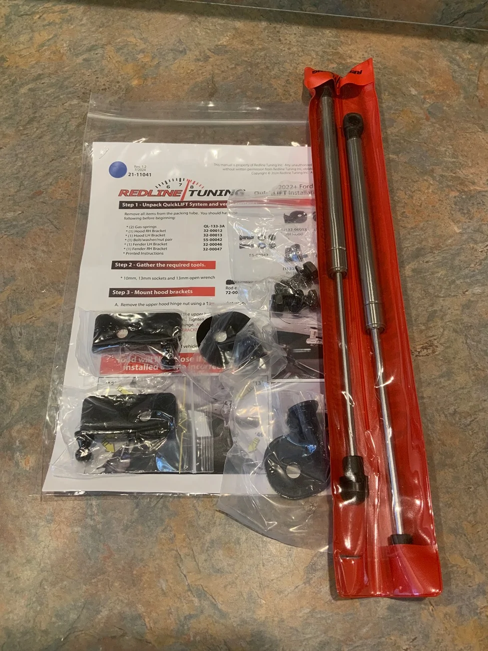Ford Maverick Redline Tuning Gas Hood Shocks Installed IMG_6539