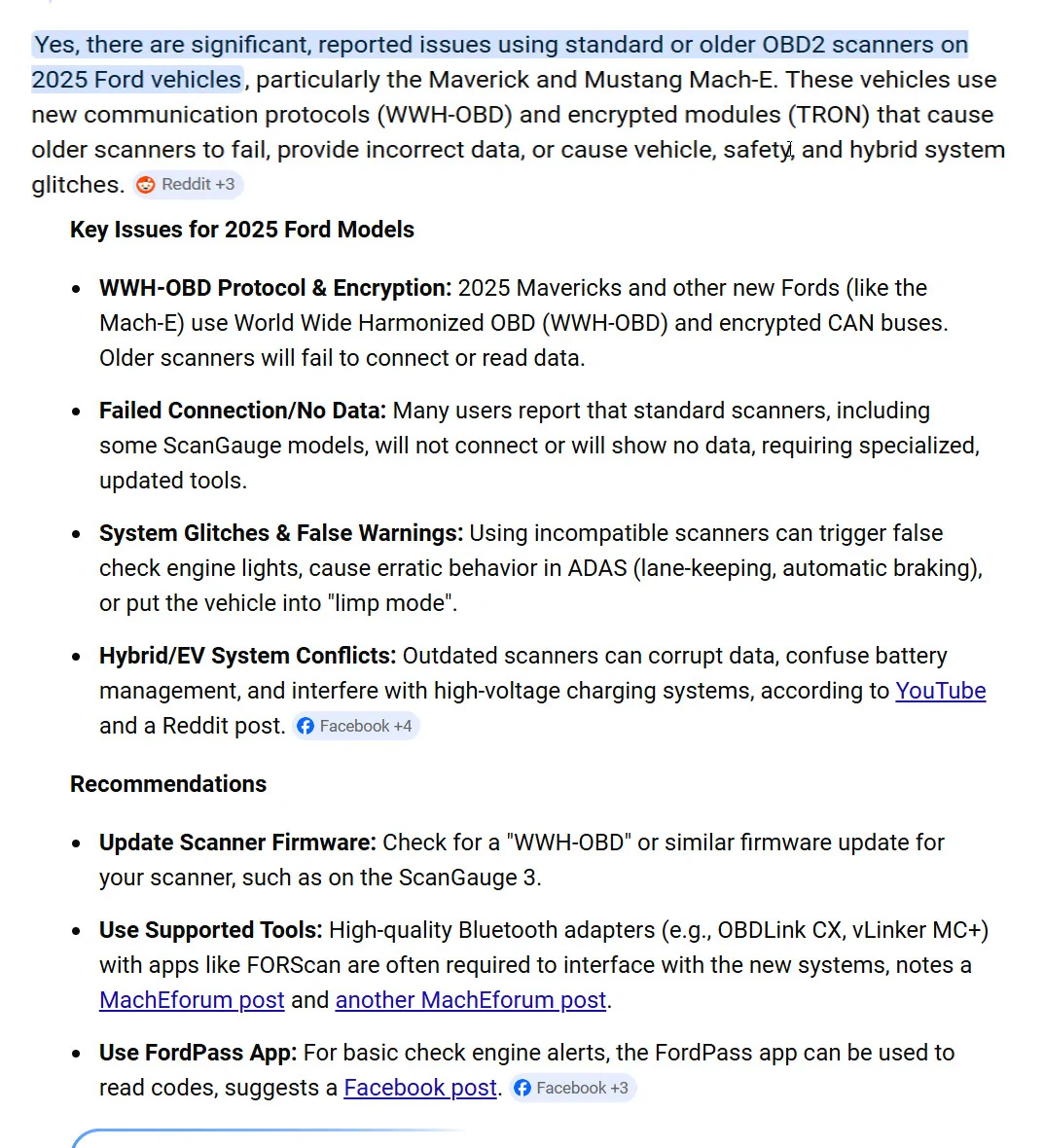 Ford Maverick OBD SCANNER 2025 Maverick OBDII issues