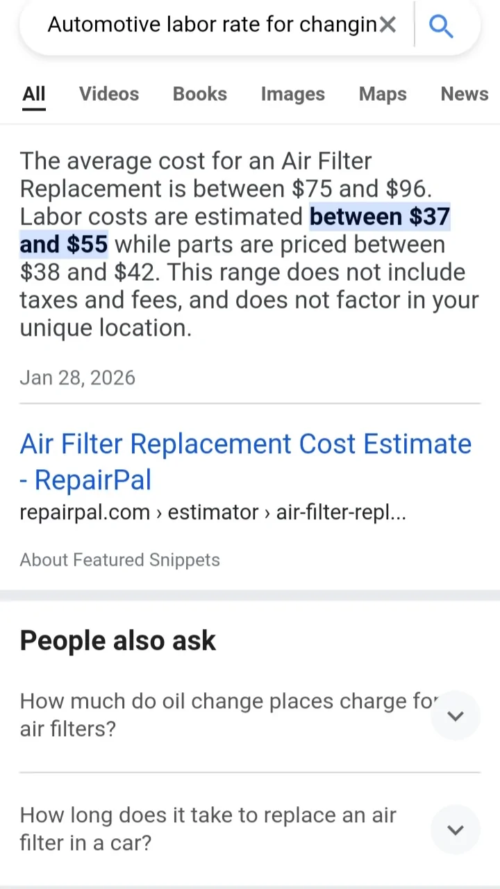 Ford Maverick Please explain why someone would pay so much for a air filter 20260309_084357