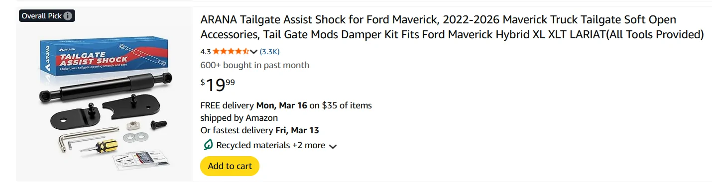 Ford Maverick 2 tailgate assists? dampener