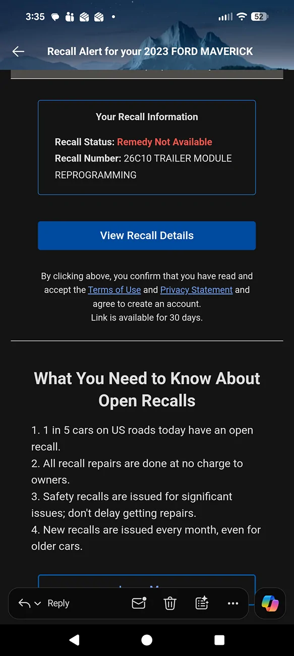 Ford Maverick 4.3+ million Fords to get trailer module OTA software update, including Mavericks Screenshot_20260318-153554