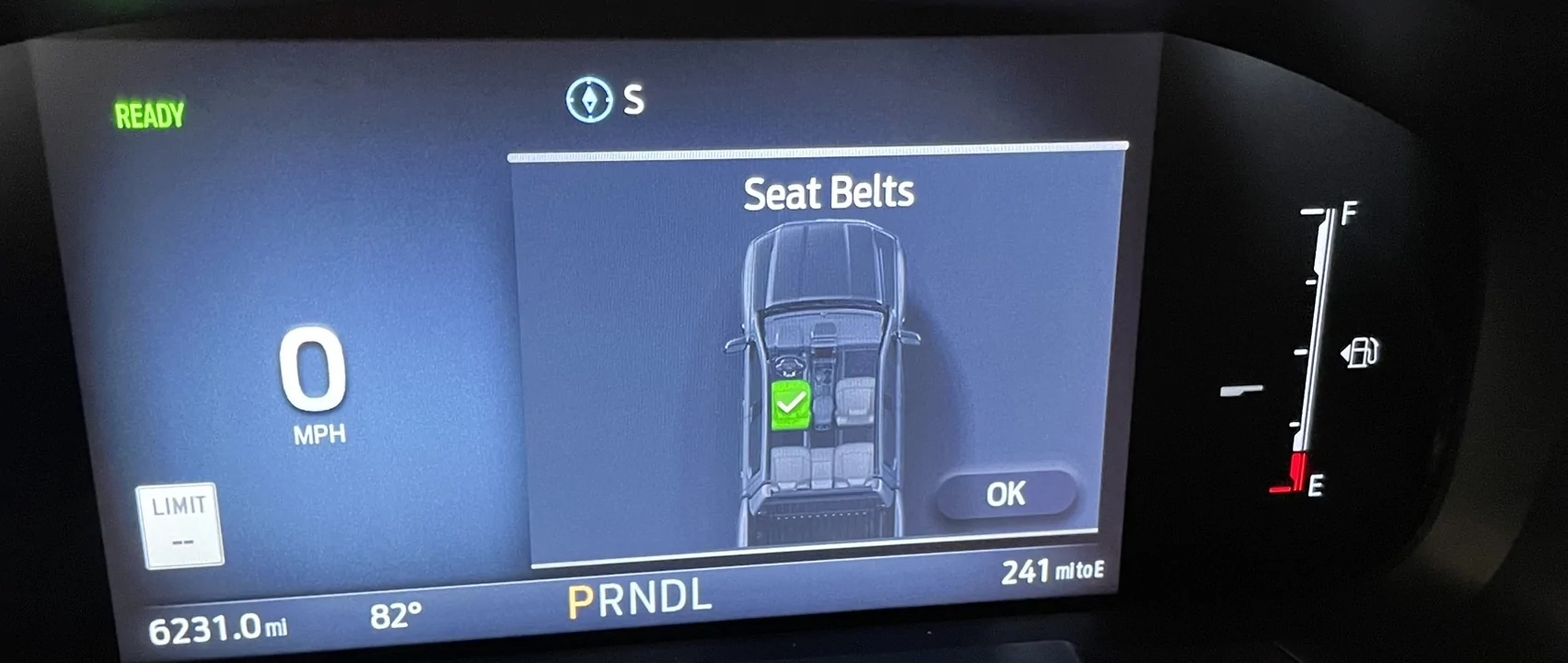 Ford Maverick Turn off startup seatbelt status screen? IMG_7080