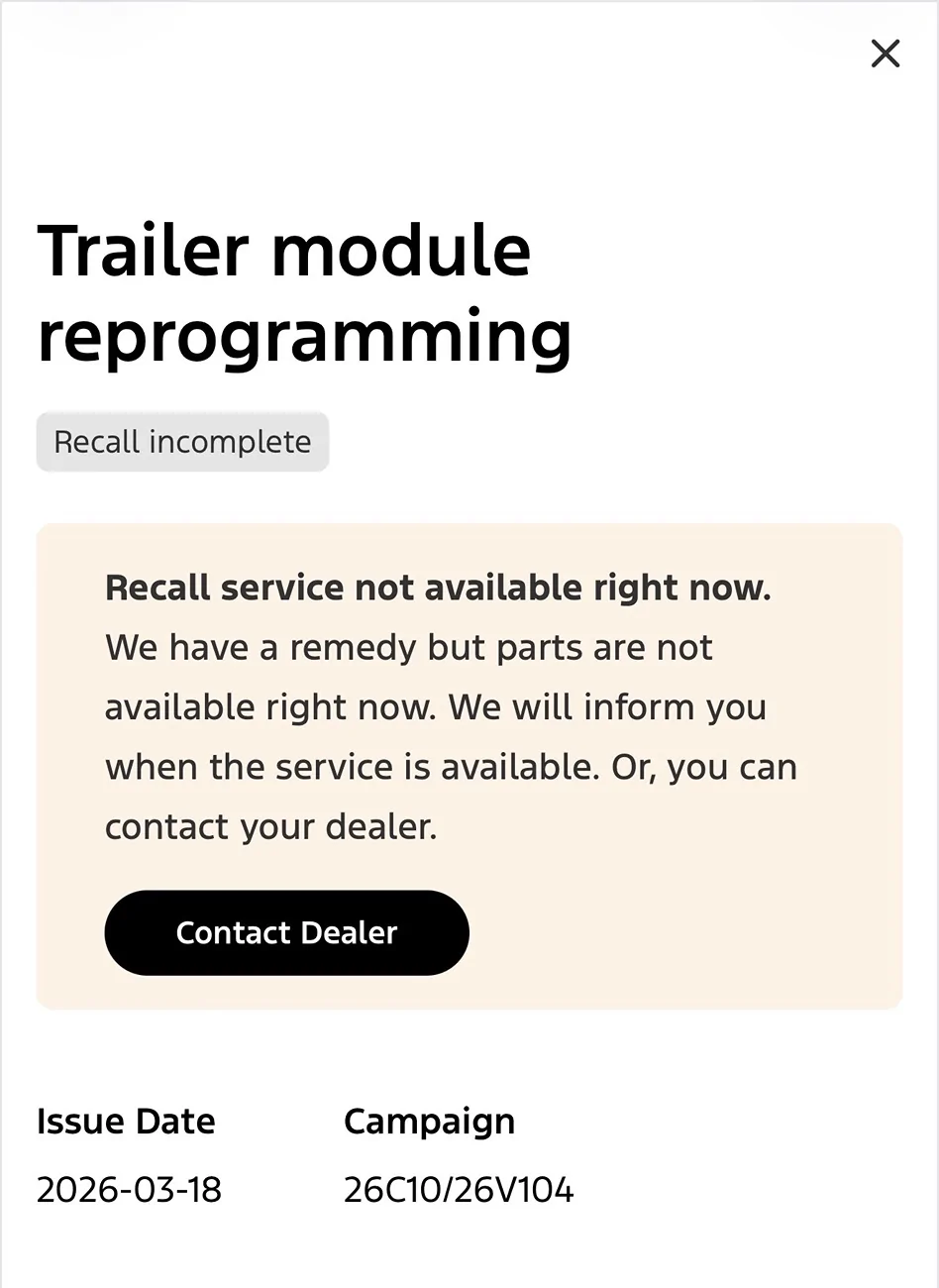 Ford Maverick Got the recall for the trailer MODULE, Remedy not AVAILABLE to Q2 IMG_0706