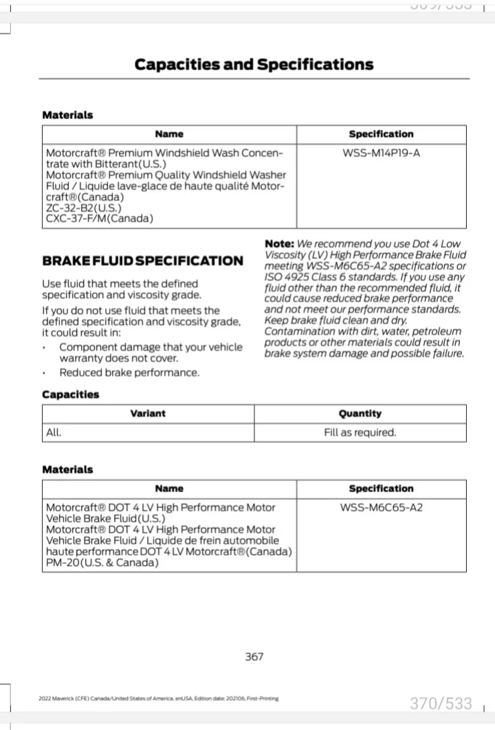 Ford Maverick Brake Fluid Spec. Important ! 20260324_065403