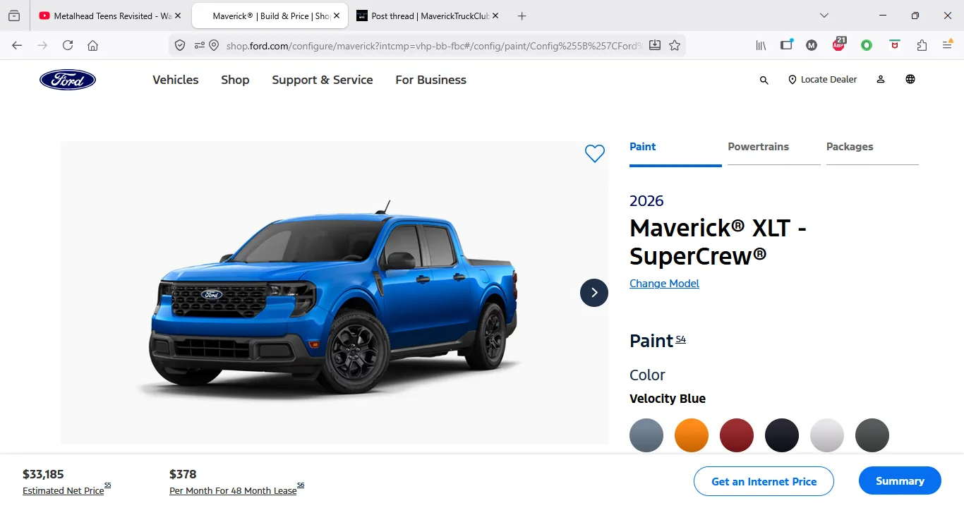 Ford Maverick Online configurator is a bit innacurate... 2026-03-27 (1)