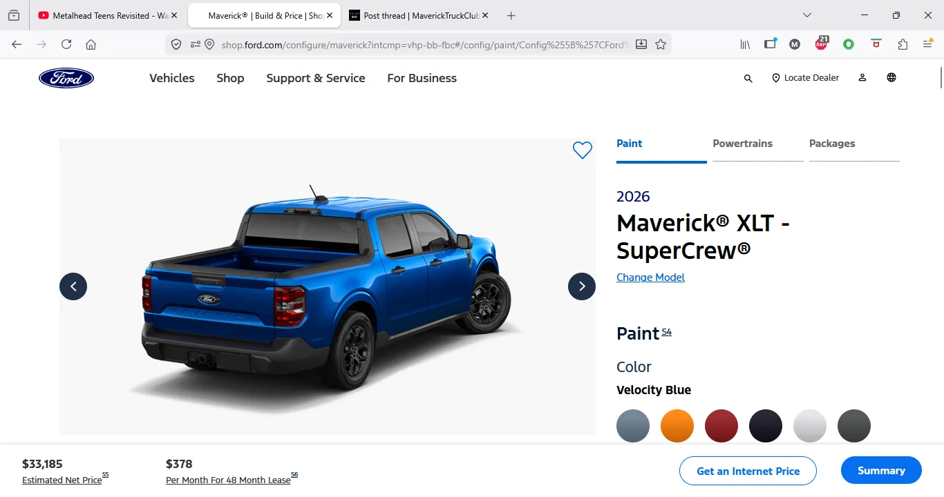 Ford Maverick Online configurator is a bit innacurate... 2026-03-27 (2)