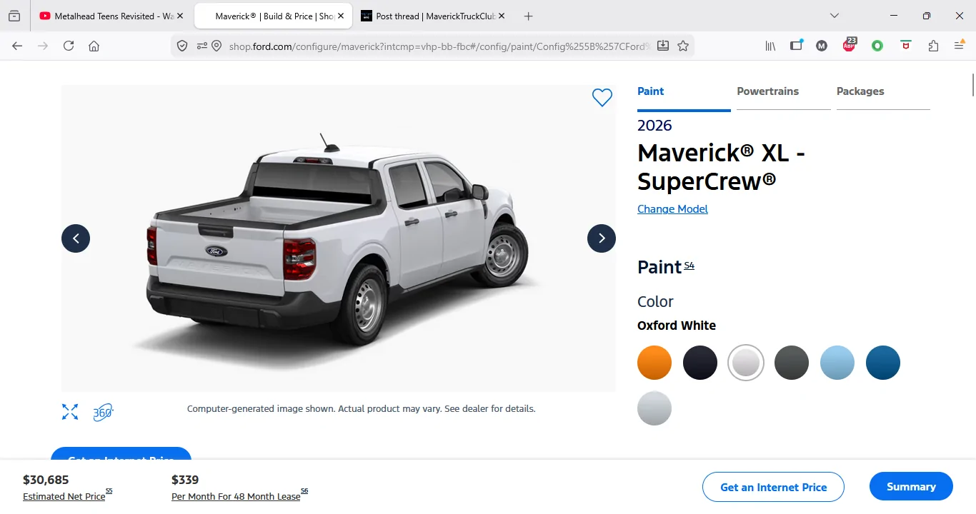 Ford Maverick Online configurator is a bit innacurate... 2026-03-27 (4)