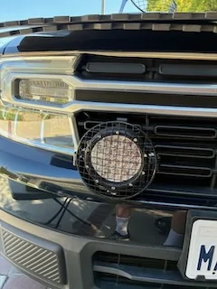 Ford Maverick Retro-look driving lights installed on grille IMG_6434