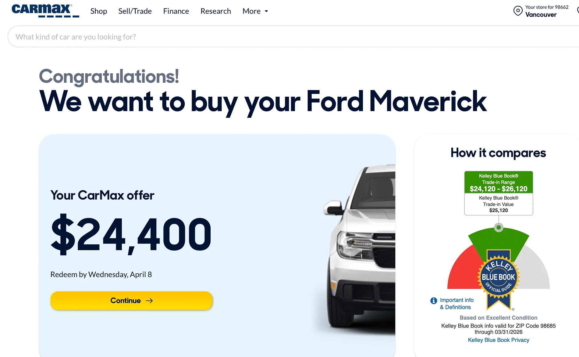 Ford Maverick Carvana Used Maverick Trade In Values are NUTS! Maverick CarMax 3-31-26