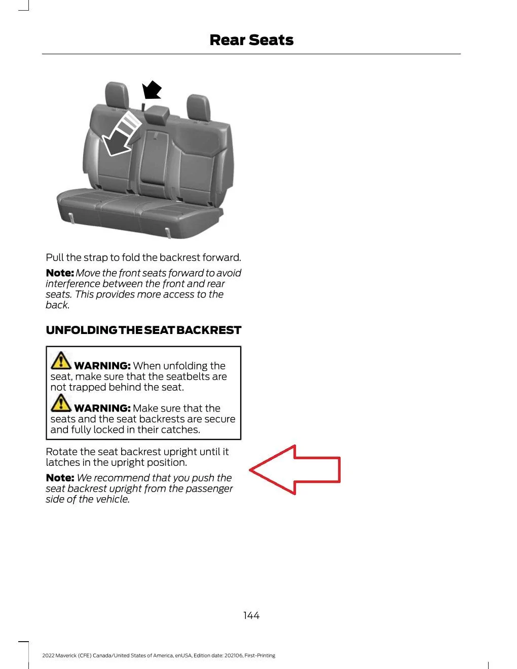 Ford Maverick The seat back doesn’t latch back in place. Help! rs_1