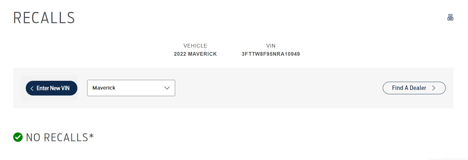 Ford Maverick Maverick Stop Sale Recall [Fuel Tank leak inspection issue]. Recall #21C35 (for Mavericks with spray-in bedliner) 1640088046519